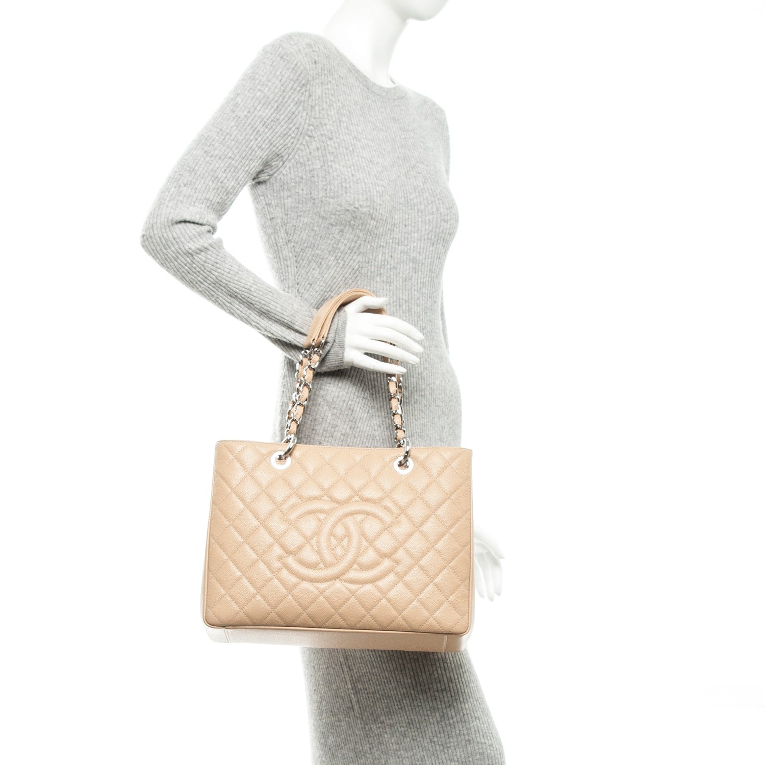 Chanel Caviar Quilted Grand Shopping Tote GST Beige Clair 2 of 7