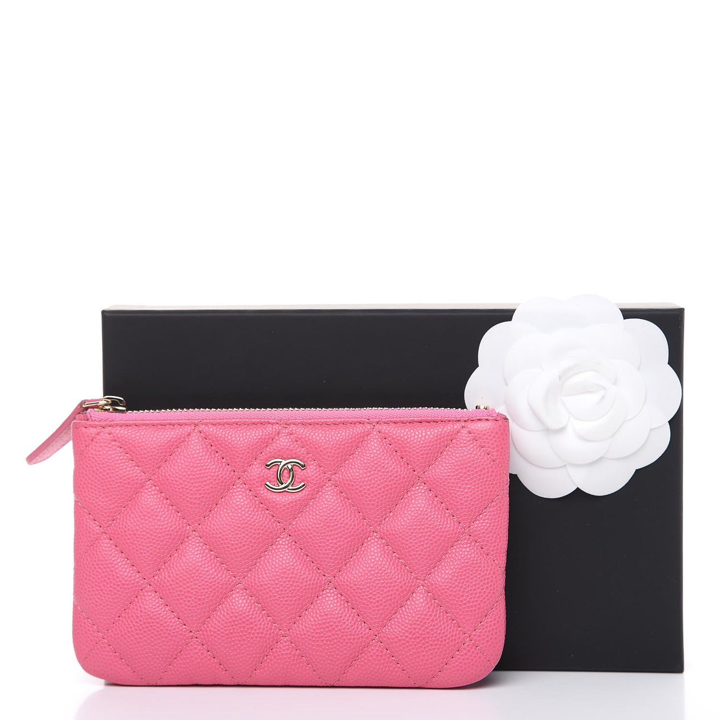 Caviar Quilted Small Cosmetic Case Pink