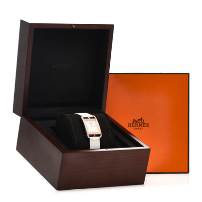 Hermes 18K Rose Gold Alligator Diamond Bezel Mother of Pearl 29mm Cape Cod Quartz Watch Blanc 5 of 5