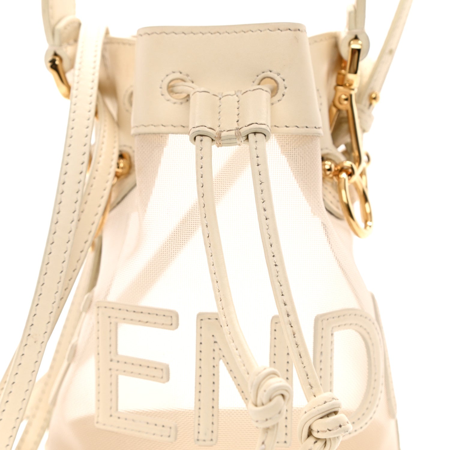 Fendi Mesh Vitello King F is Fendi Logo Embroidered Mini Mon Tresor Bucket Bag Sabbia White Ice 8 of 12