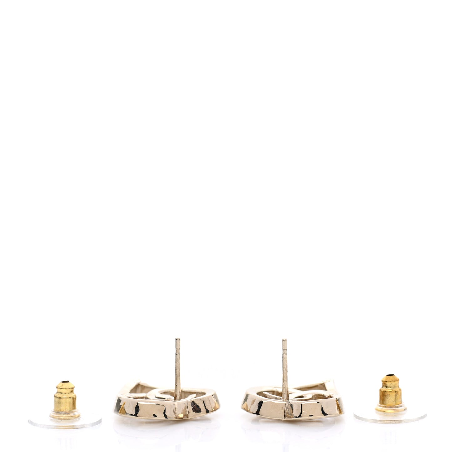 Metal CC Heart Coco In Love Earrings Gold