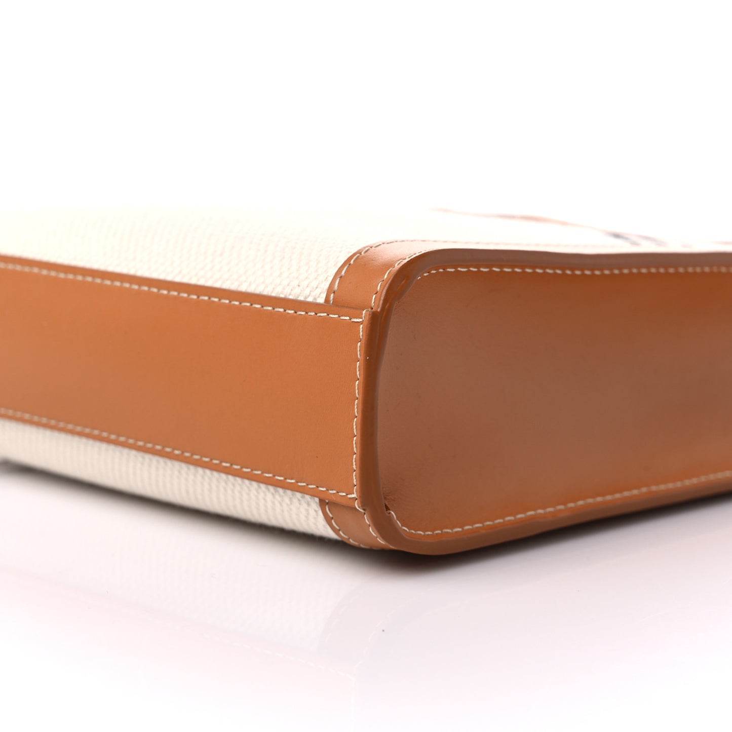 Canvas Calfskin Mini Vertical Cabas Natural Tan