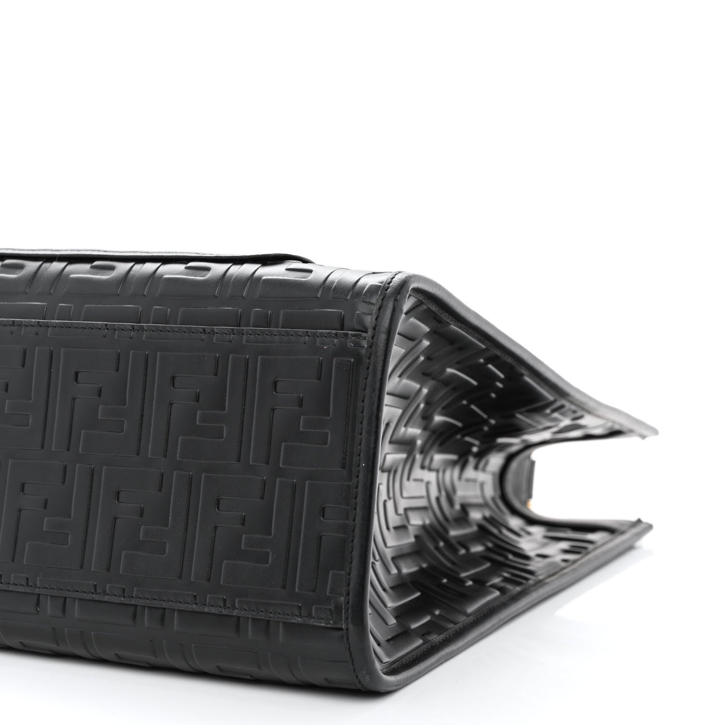 Vitello Century Wicker FF 1974 Embossed Medium Runaway Shopper Tote Black