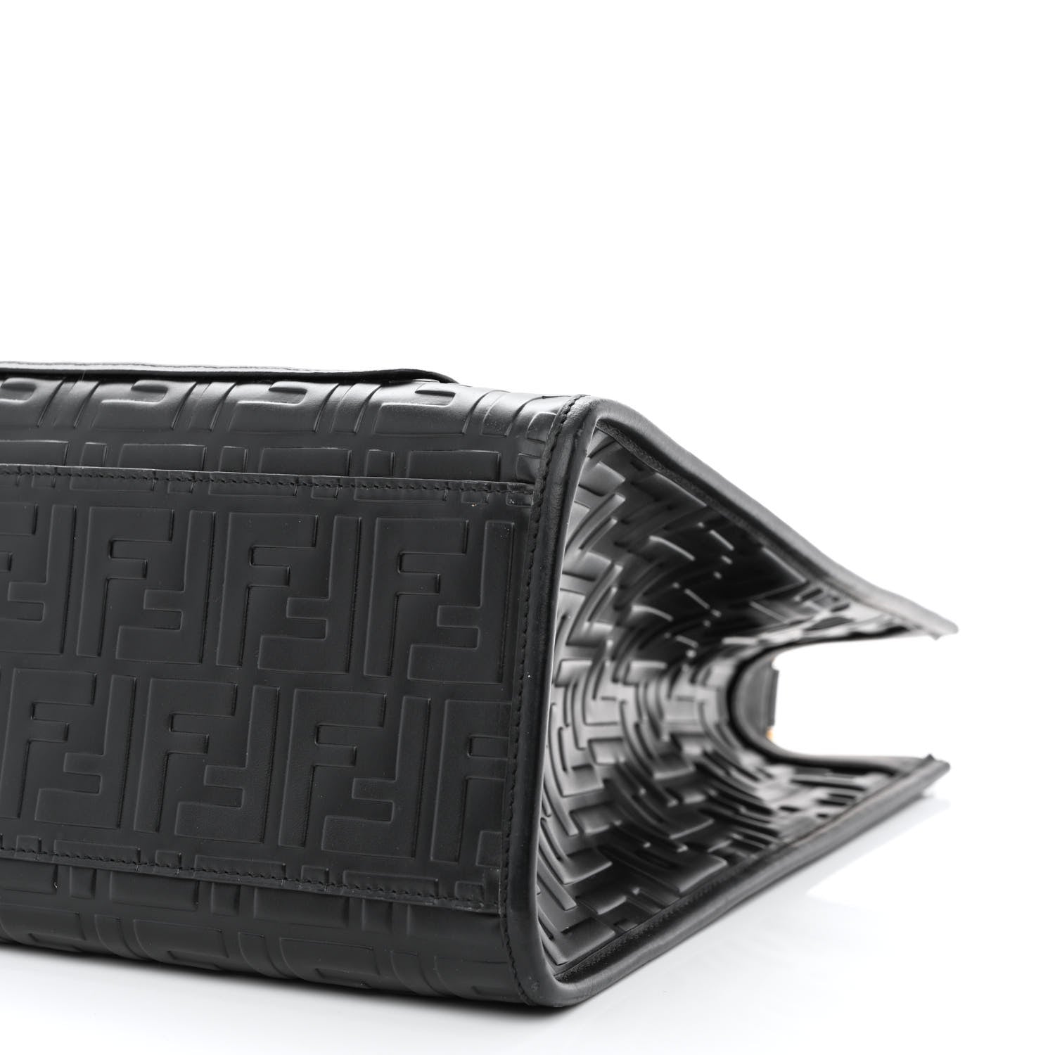 Fendi Vitello Century Wicker FF 1974 Embossed Medium Runaway Shopper Tote Black 10 of 10
