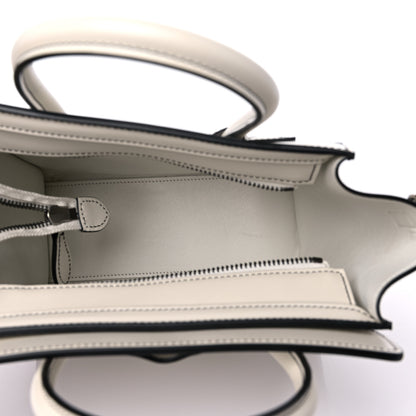 Celine Satin Calfskin Nano Debossed Luggage White 4 of 13