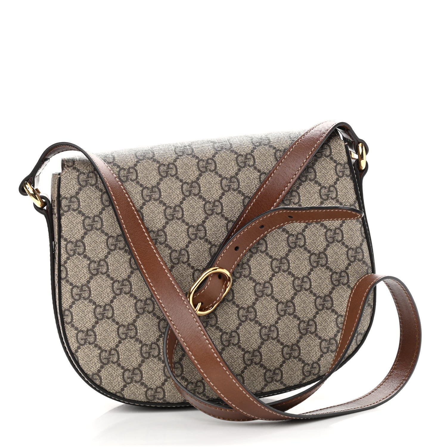 Gucci GG Supreme Monogram Small Messenger Shoulder Bag Beige Cuir 3 of 14
