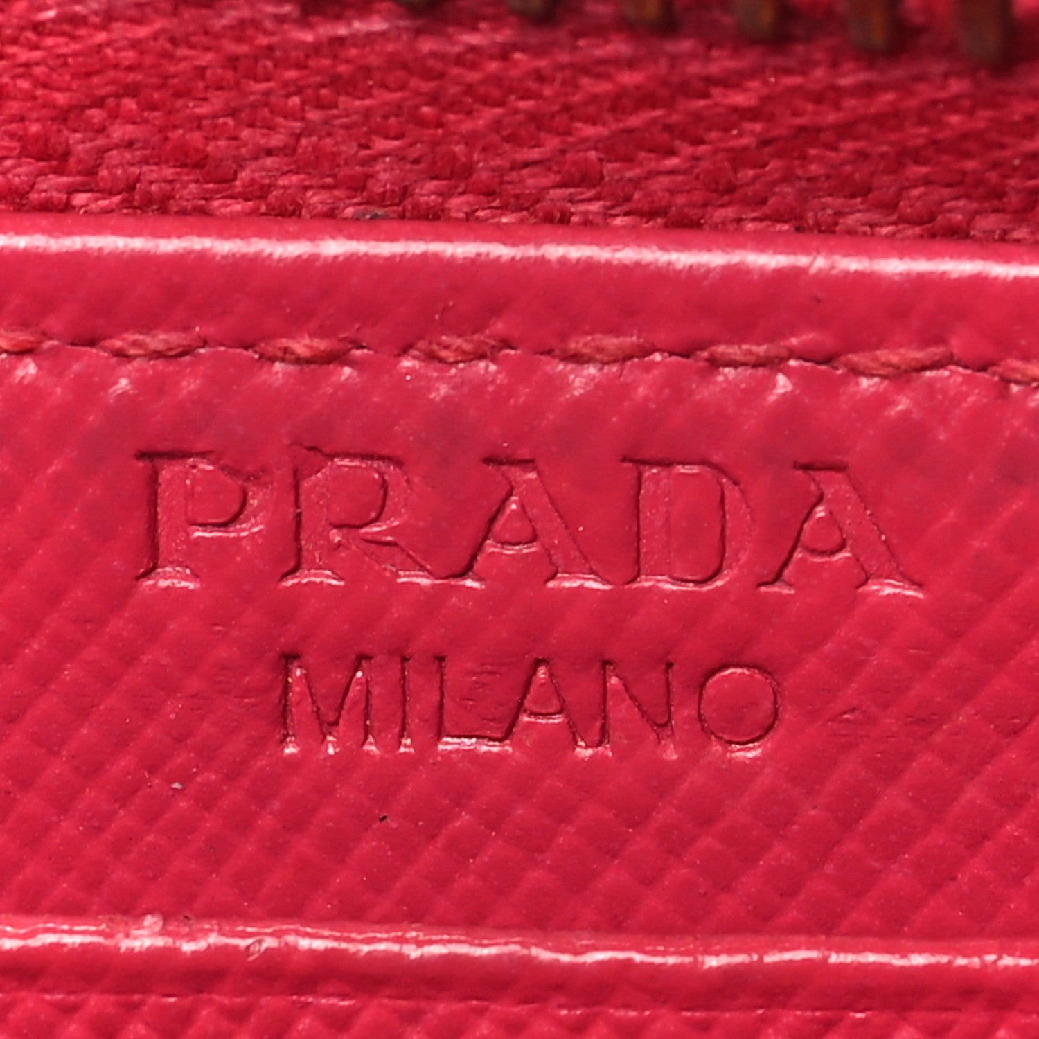 Prada Saffiano Triangle Zip Around Wallet Peonia 6 of 6