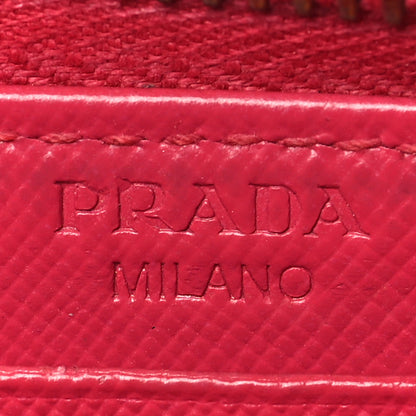 Prada Saffiano Triangle Zip Around Wallet Peonia 6 of 6