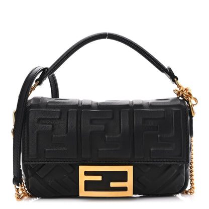 Fendi Nappa FF 1974 Embossed Mini Baguette Black 1 of 10