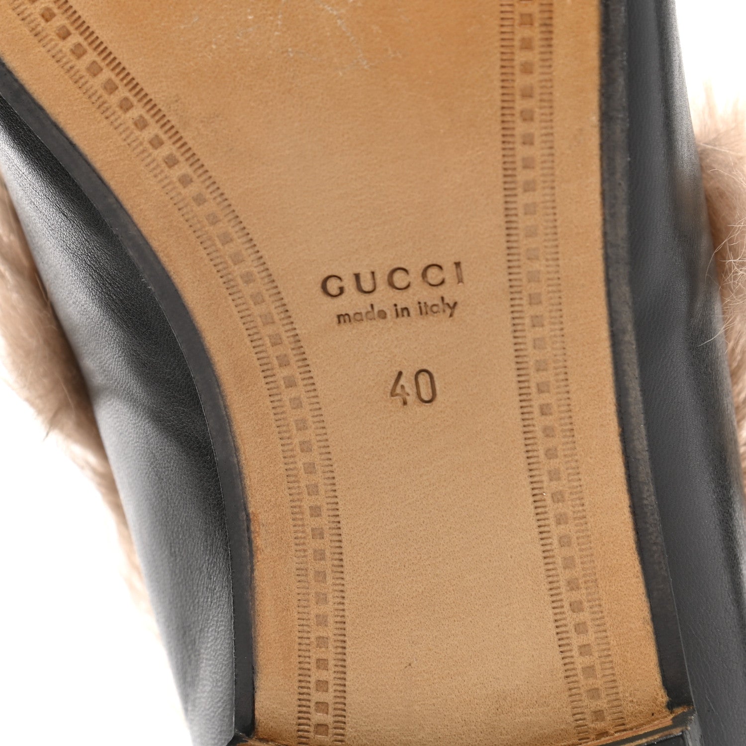 Gucci Malaga Kid Fur Womens Jordaan Loafers 40 Black Natural 6 of 8