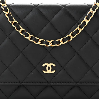Chanel Lambskin Quilted Wallet On Chain WOC Black 9 of 14