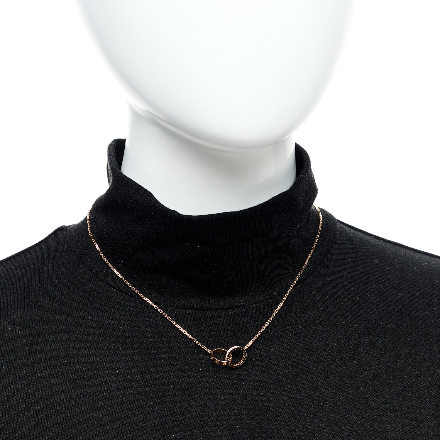 Cartier 18K Pink Gold Diamond Interlocking LOVE Necklace 2 of 8