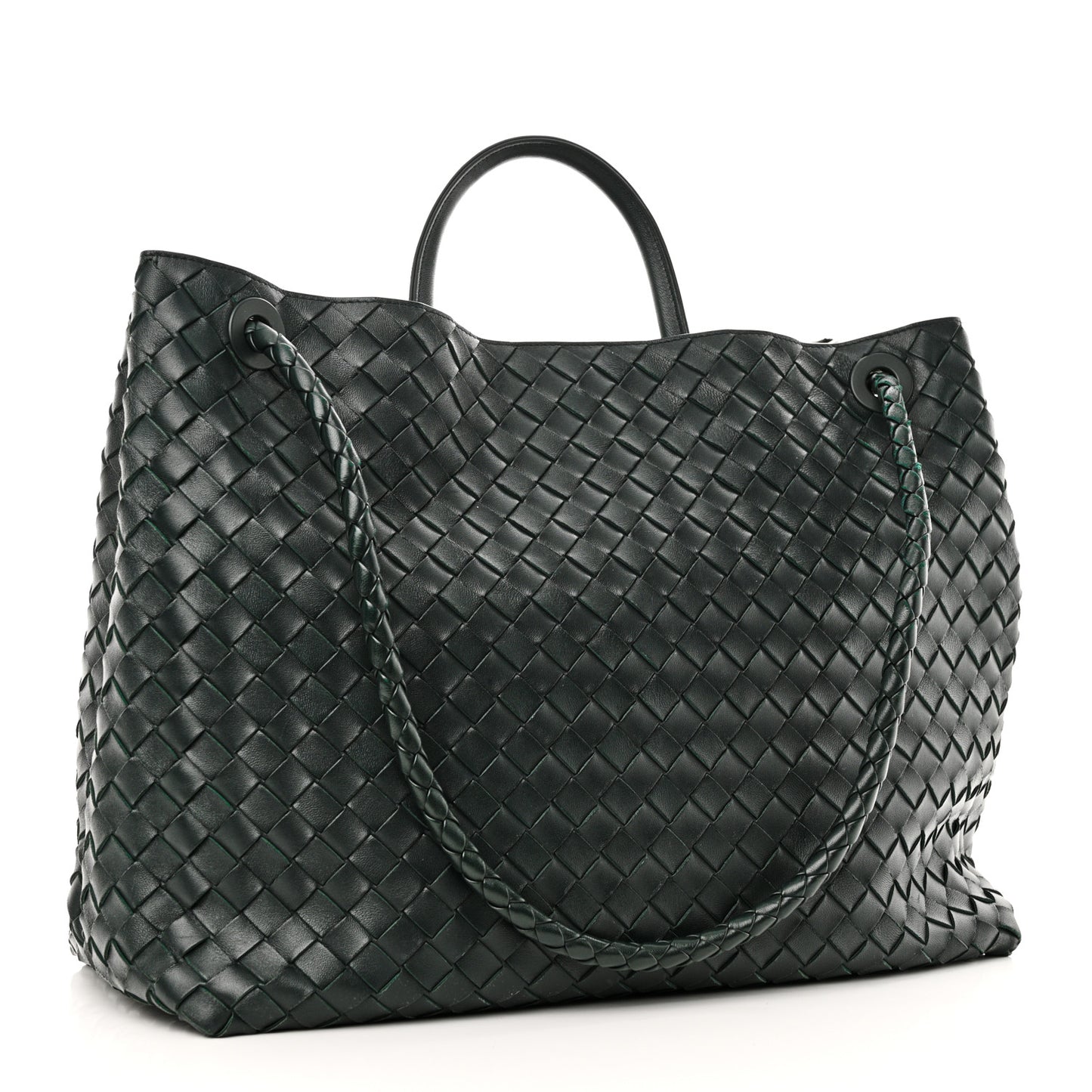 Nappa Intrecciato Large Andiamo Shoulder Bag Emerald Green