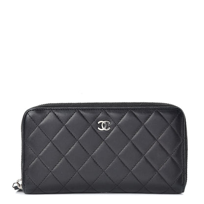 Chanel Lambskin Quilted Large Gusset Zip Around Wallet Black 1 of 12