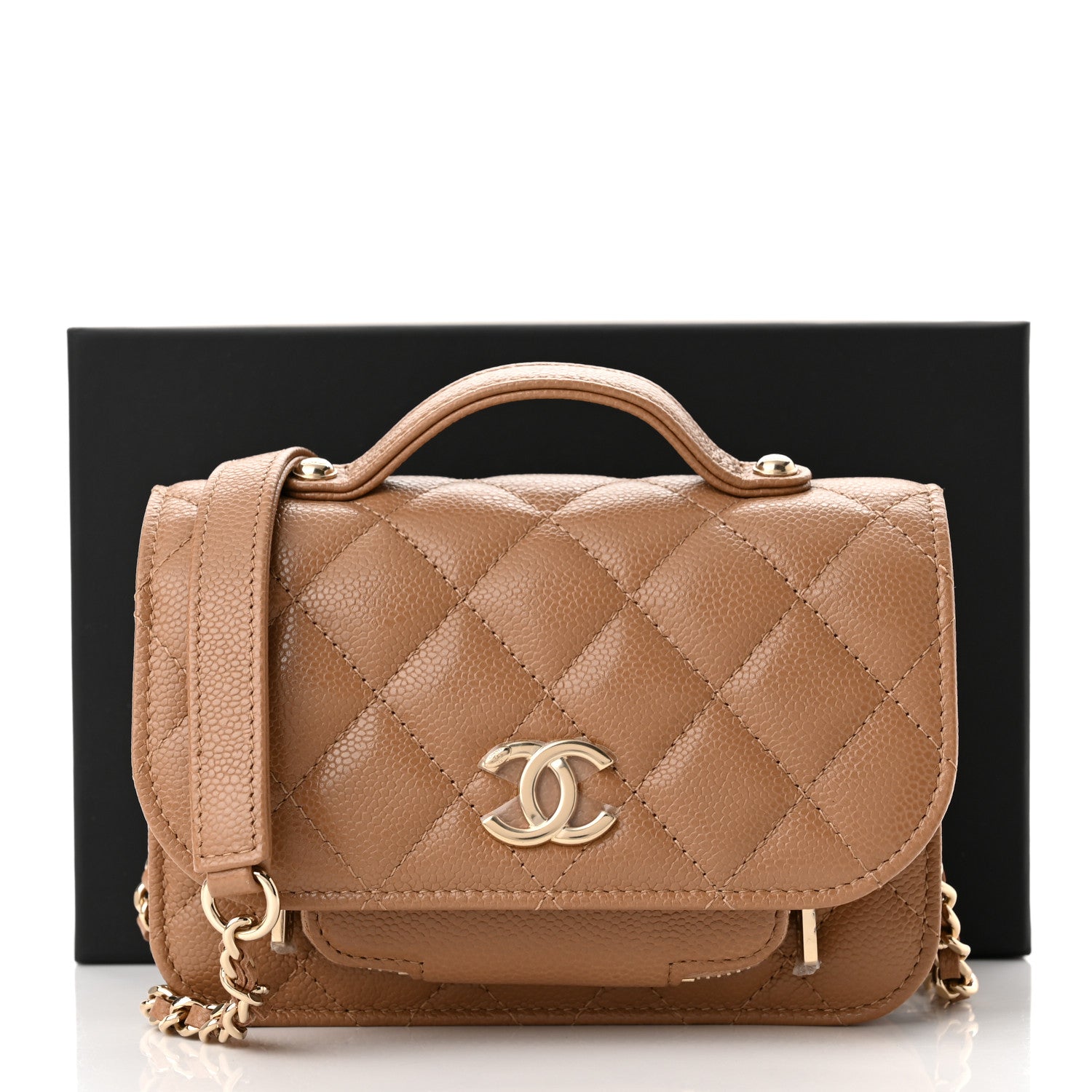 Chanel Caviar Quilted Business Affinity Clutch With Chain Flap Dark Beige 12 of 12