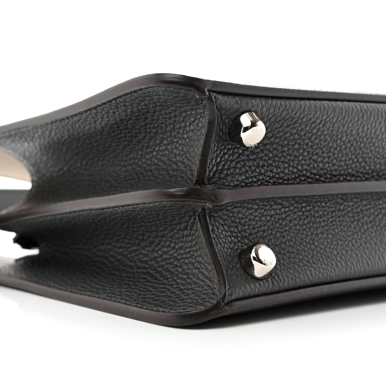Fendi Cuoio Romano Vitello Cover Glazed Fabric Bi-Color FF 1974 Mini Peekaboo I SEE U Satchel Gray 8 of 10
