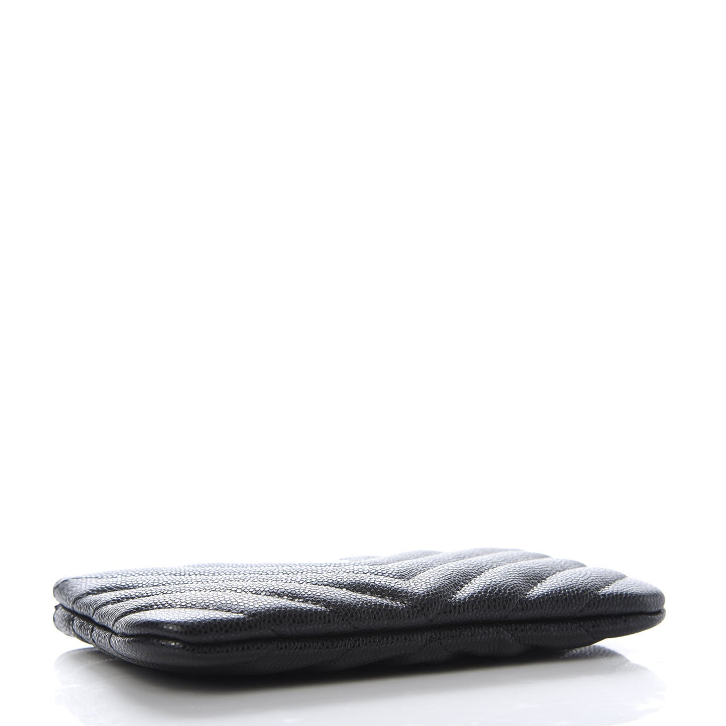 Caviar Chevron Quilted Small Cosmetic Case Black