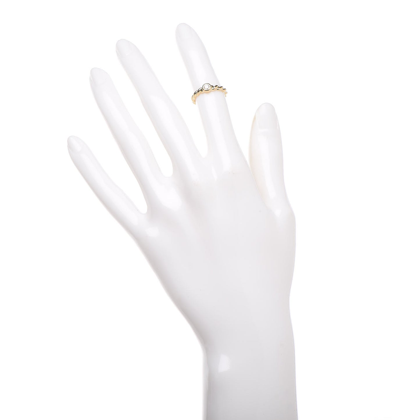 18K Yellow Gold Diamond Twist Solitaire Ring 46 3.75