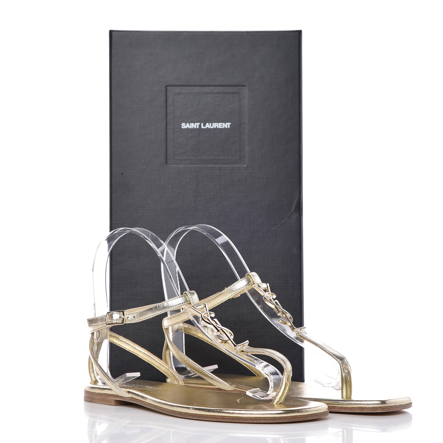 Saint Laurent Metallic Lambskin Nu Pieds 05 Thong Sandals 35.5 Platino 11 of 11