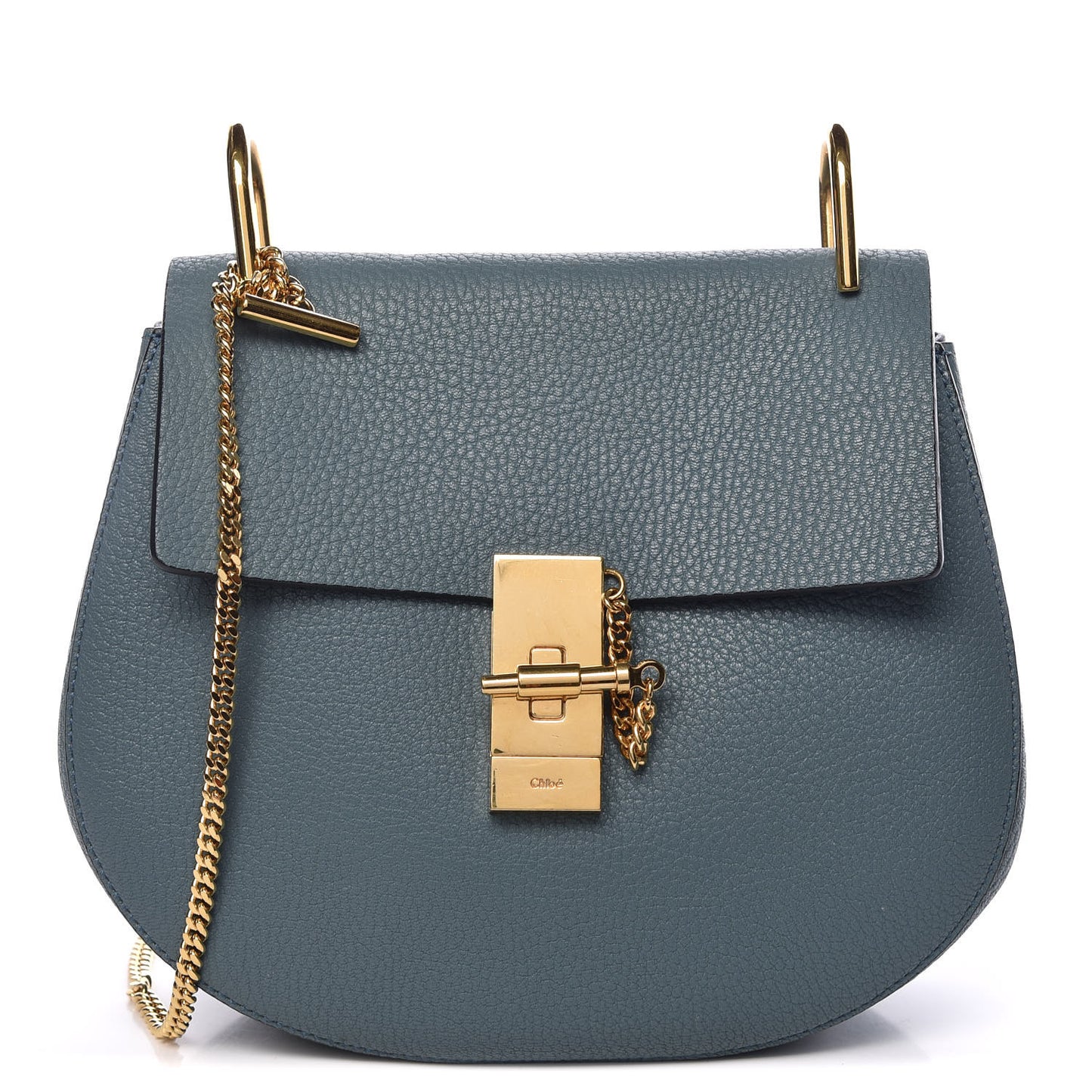 Grained Lambskin Drew Shoulder Bag Cloudy Blue