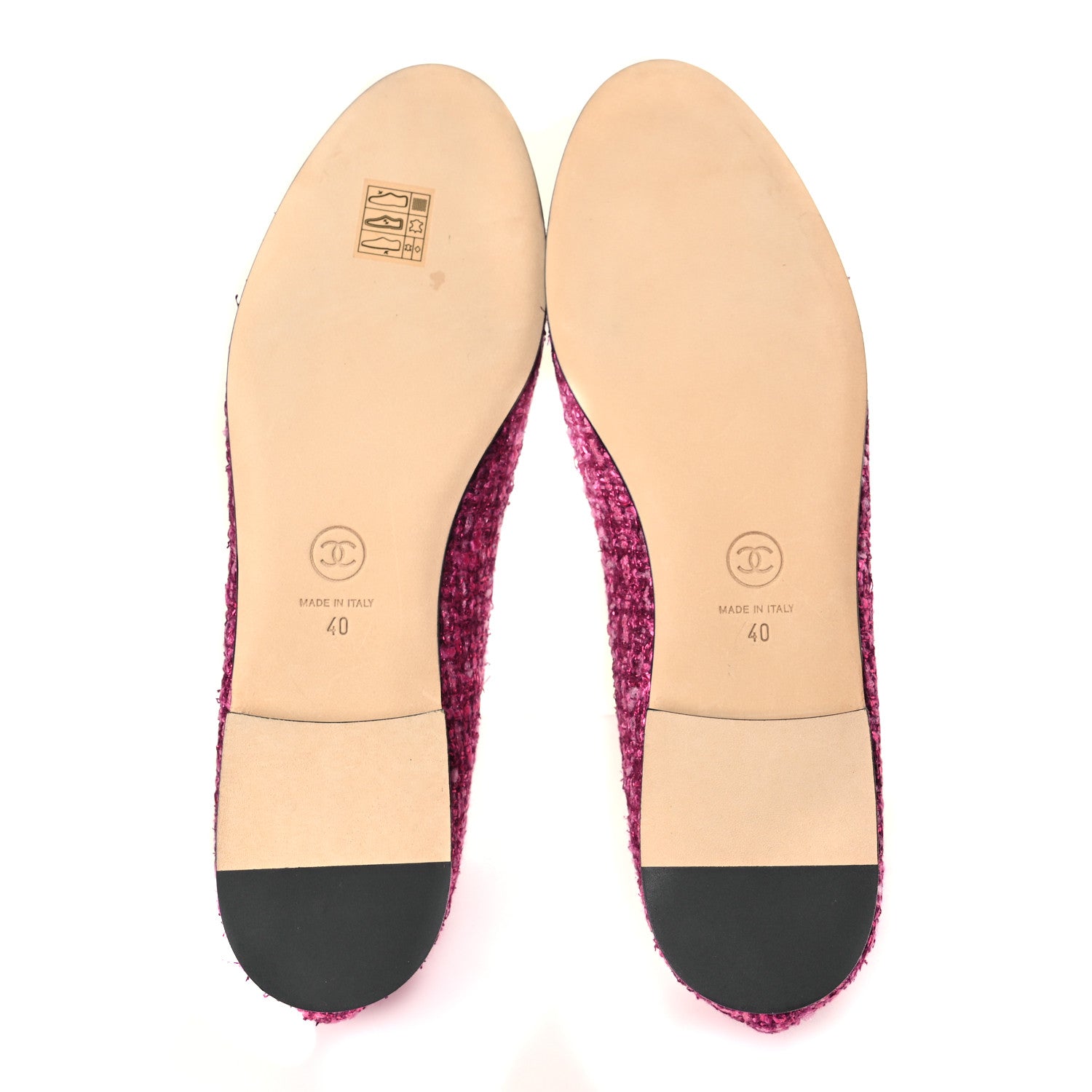 Chanel Tweed Grosgrain Cap Toe Ballerina Flats 40 Fuchsia Black 5 of 9