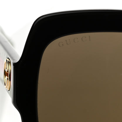 Gucci Acetate Square Frame Web Glitter Sunglasses GG0036S Black Green 7 of 7