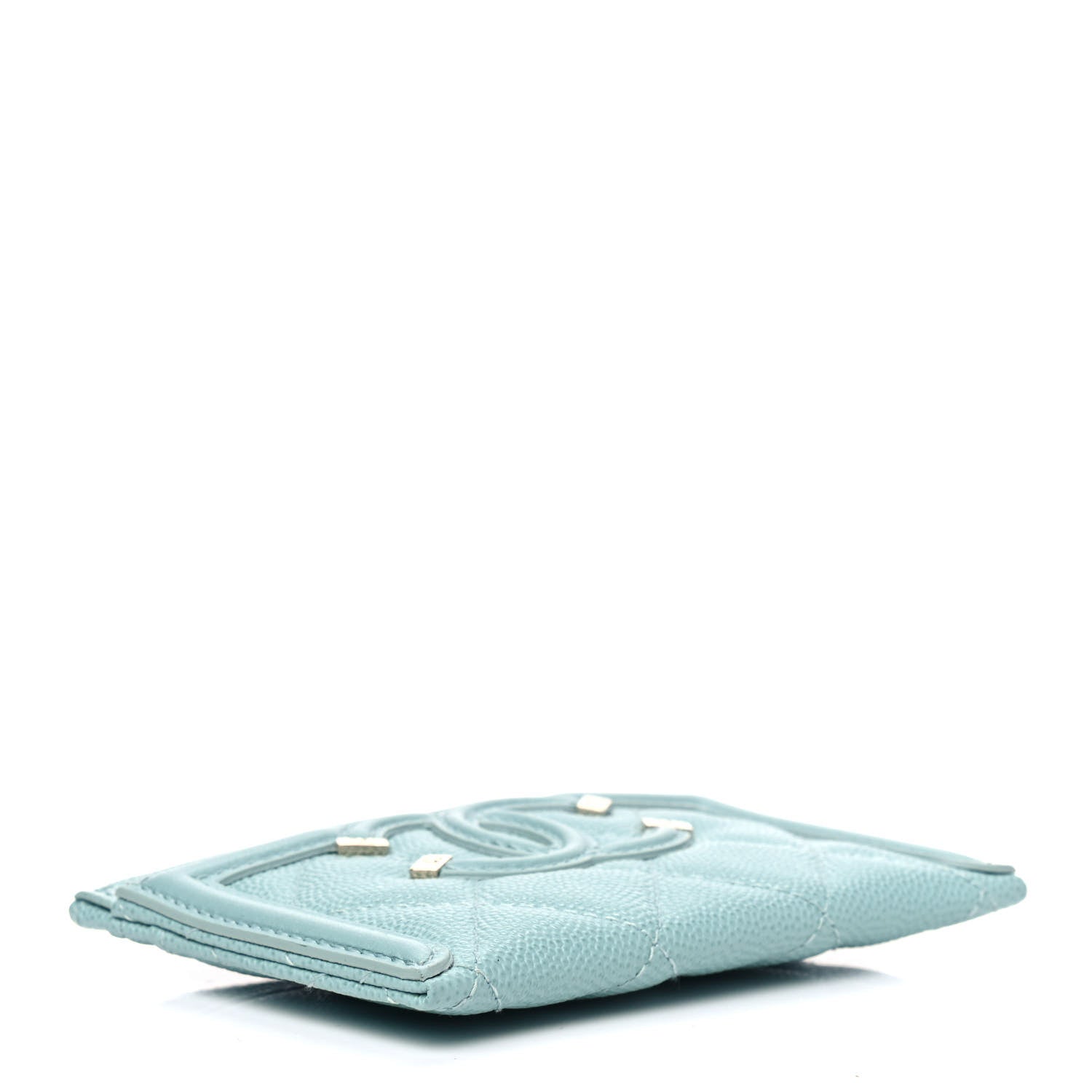 Chanel Caviar Quilted Filigree Card Holder Light Blue 3 of 6