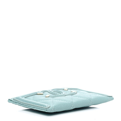 Chanel Caviar Quilted Filigree Card Holder Light Blue 3 of 6