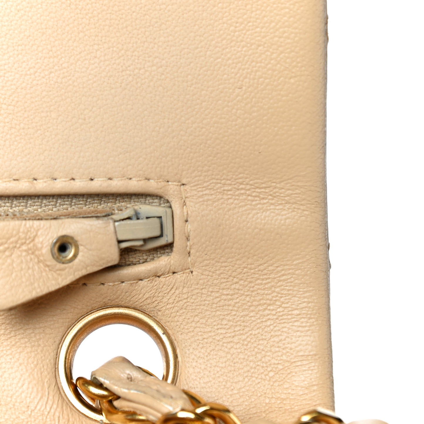Lambskin Quilted Small Double Flap Beige