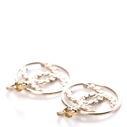 Chanel Crystal Chain Strass CC Drop Earrings Gold 3 of 4