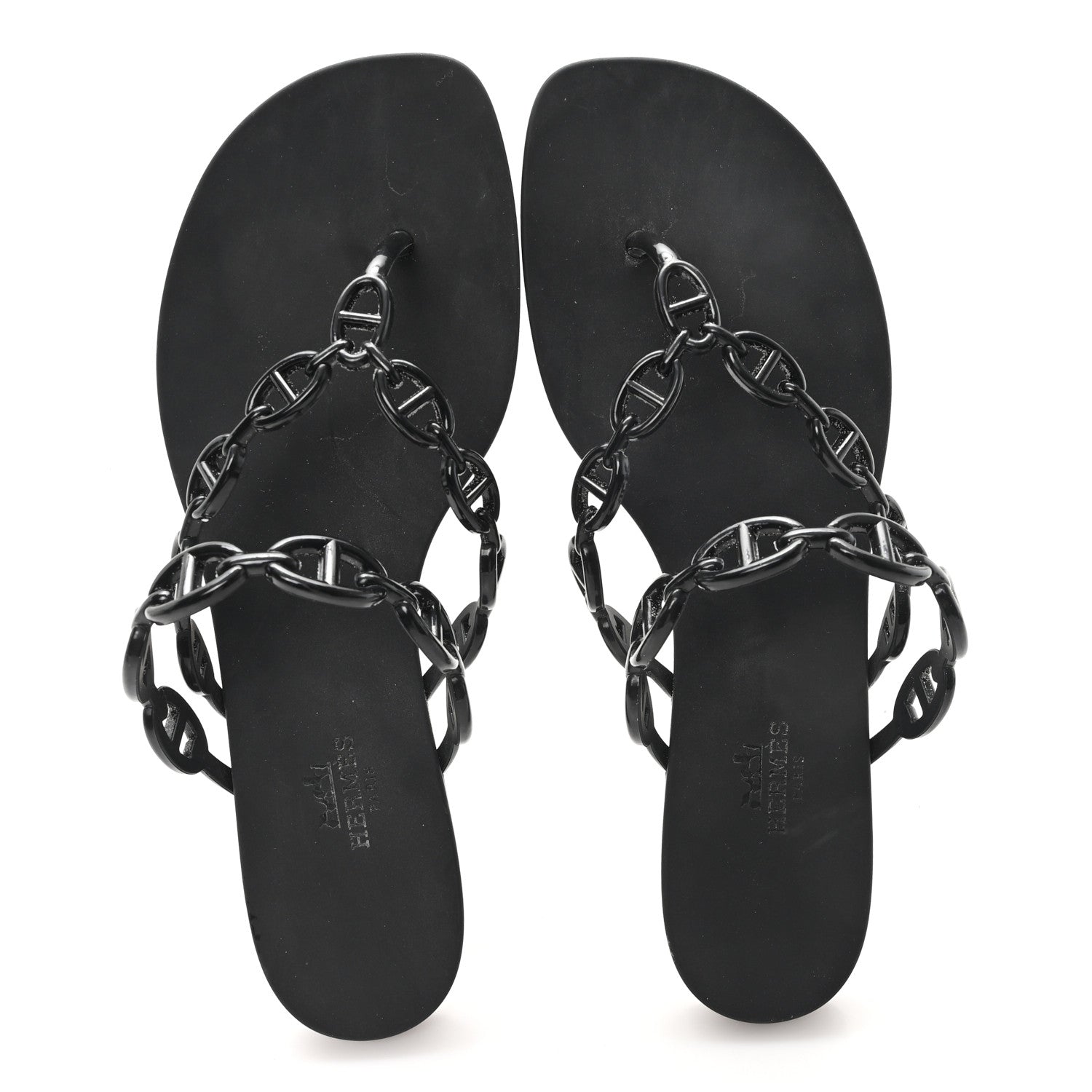 Hermes Rubber Womens Island Sandals 39 Black 2 of 8