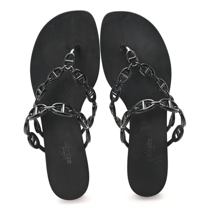 Hermes Rubber Womens Island Sandals 39 Black 2 of 8