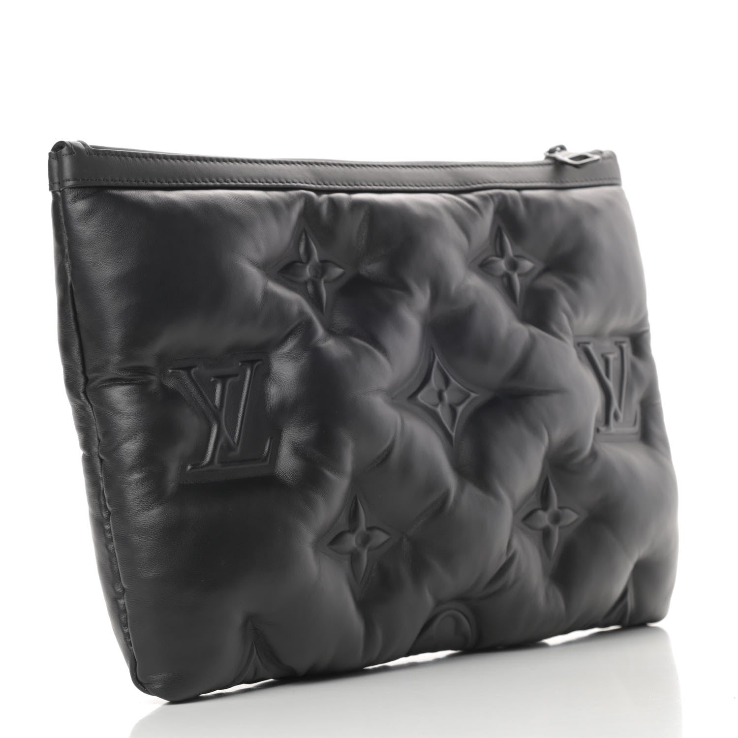 Louis Vuitton Lambskin Puffer A4 Pouch Black 3 of 7