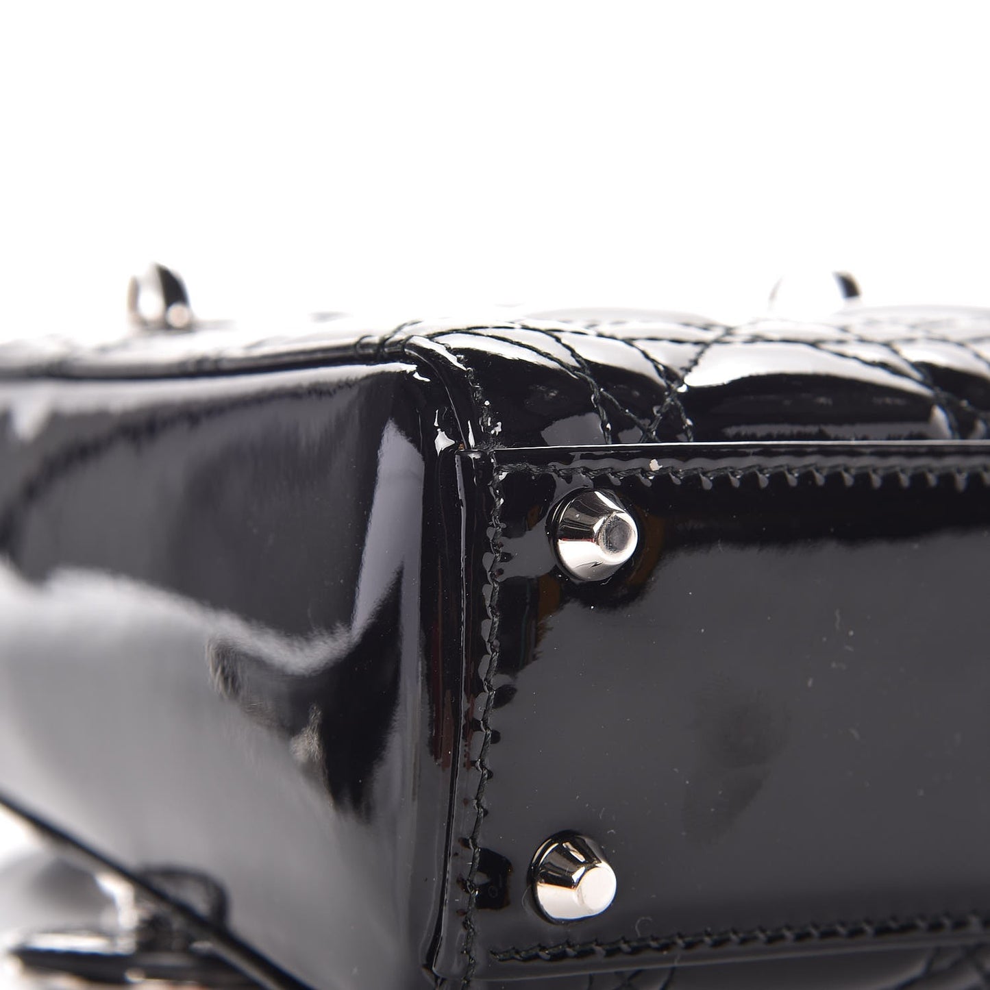 Patent Cannage Mini Lady Dior Black