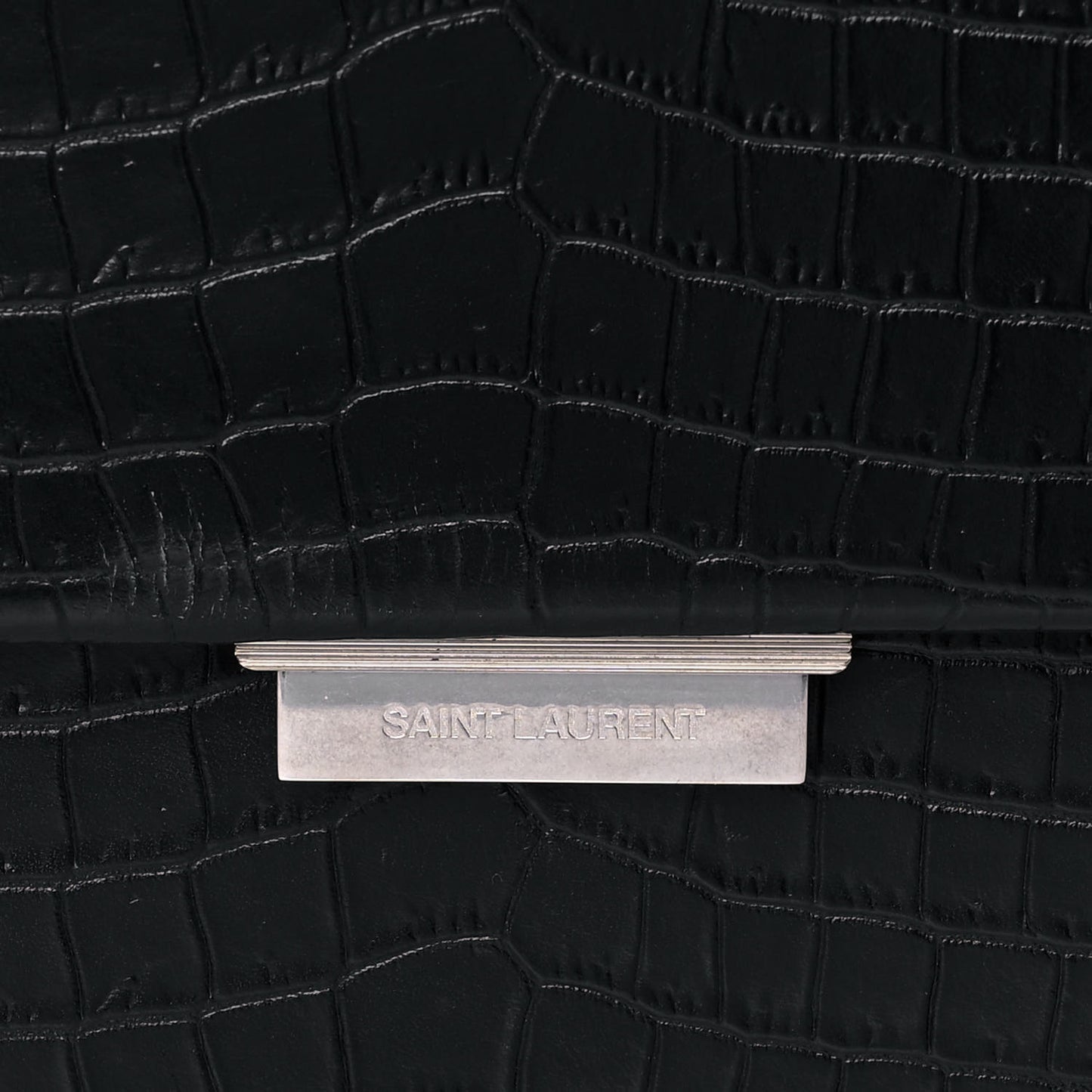 Calfskin Crocodile Embossed Medium Babylone Black