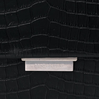 Saint Laurent Calfskin Crocodile Embossed Medium Babylone Black 8 of 13
