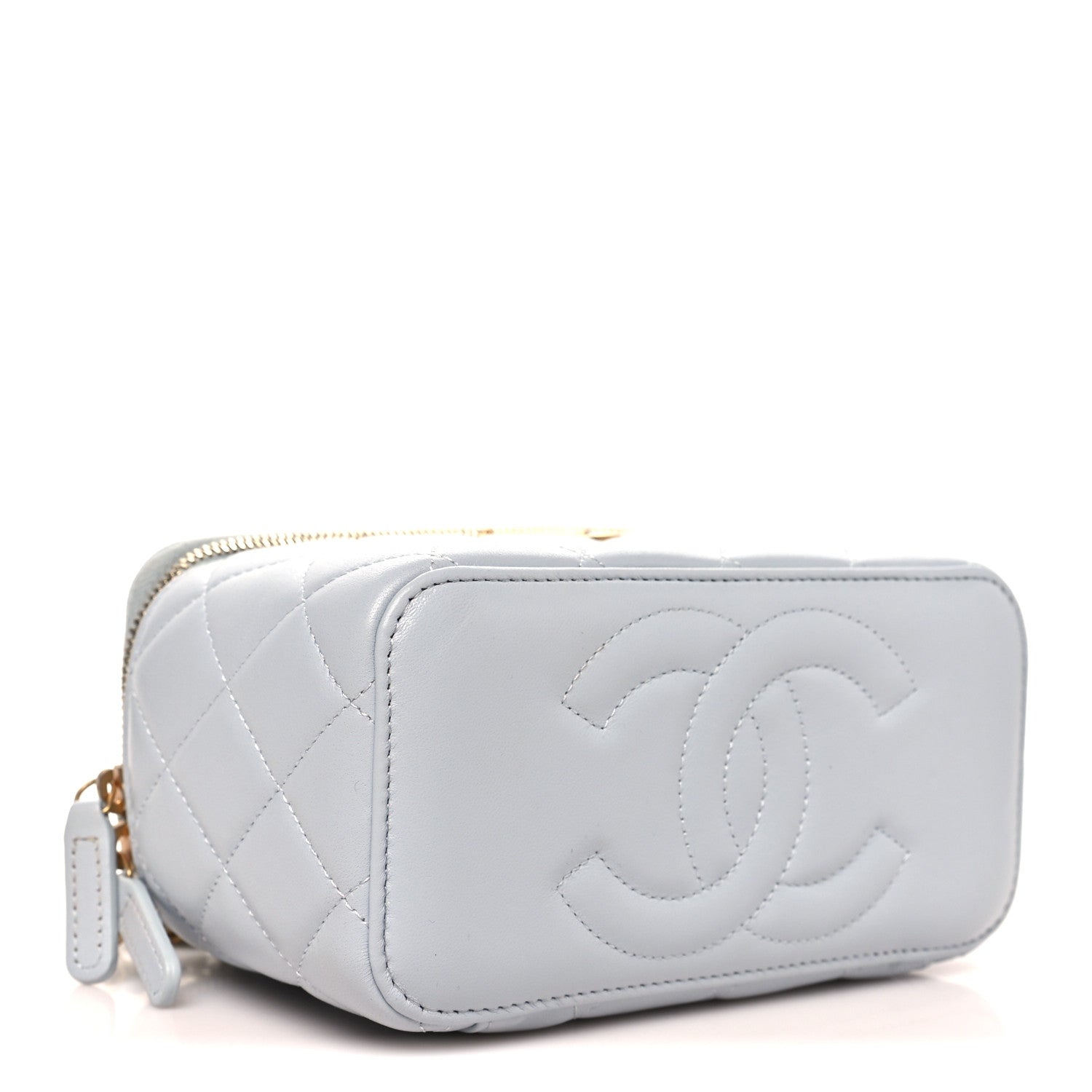 Chanel Lambskin Quilted Small CC Vanity Case With Chain Light Blue 4 of 11