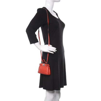 Fendi Shiny Nappa Micro Peekaboo Iconic Satchel Rosso Pimento 2 of 11