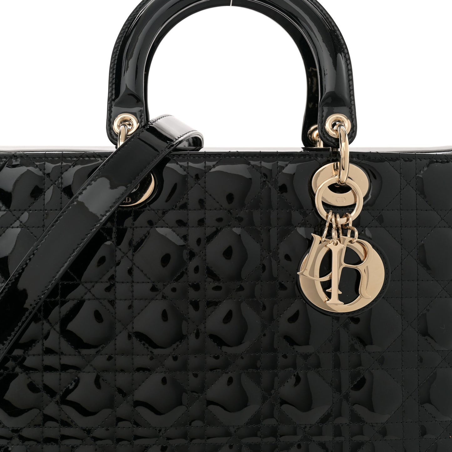 Patent Cannage Large Lady Dior Black