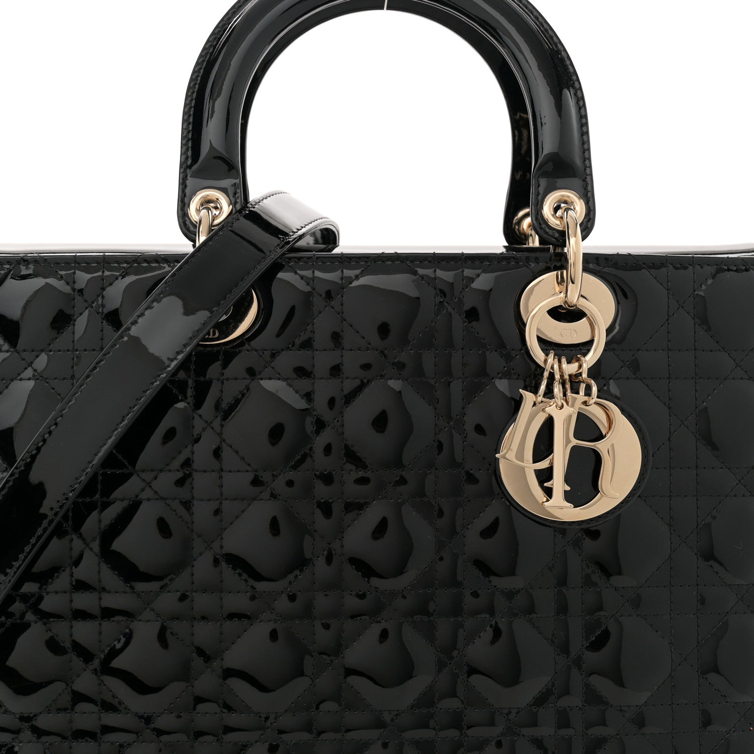 Christian Dior Patent Cannage Large Lady Dior Black 8 of 11