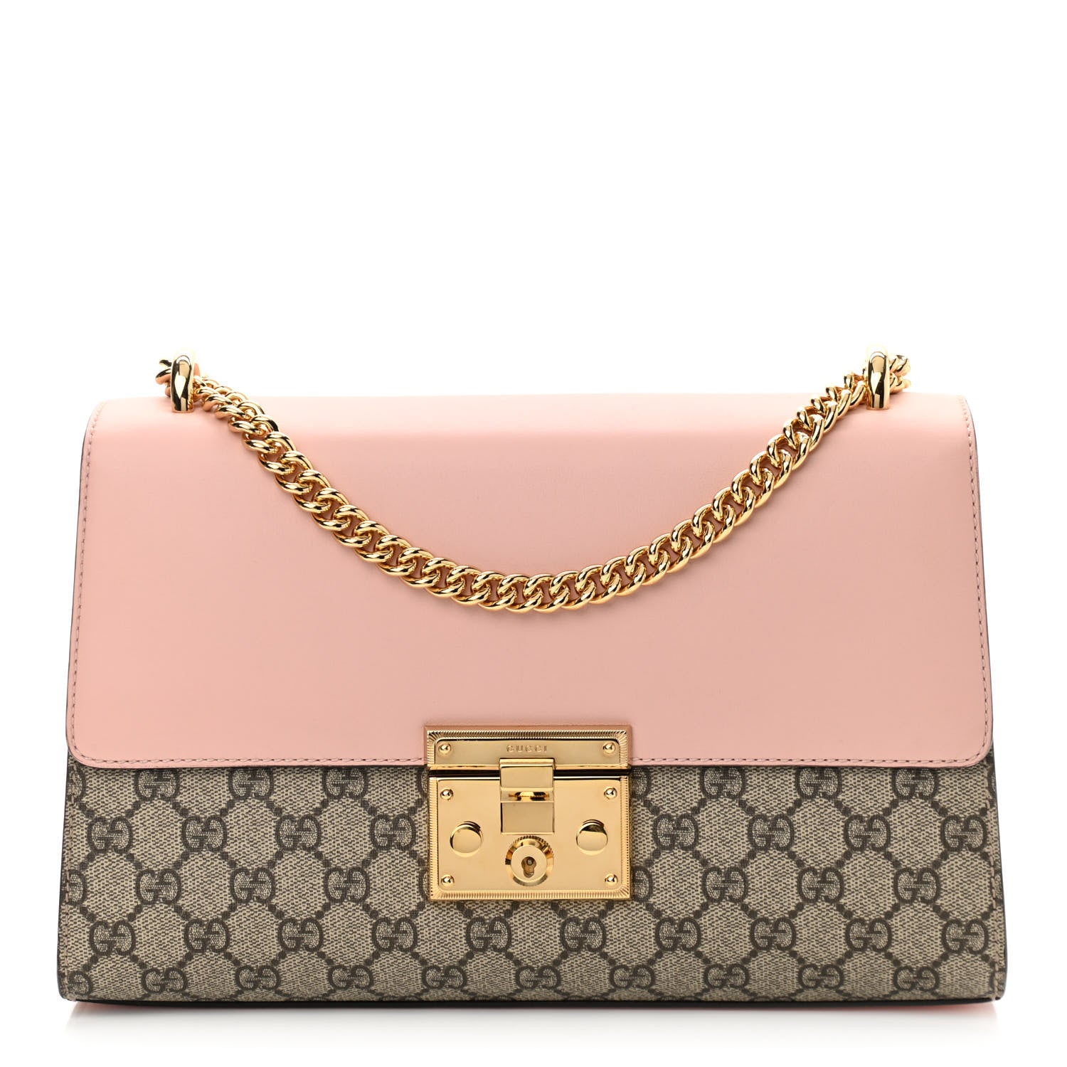 Gucci GG Supreme Monogram Calfskin Medium Padlock Shoulder Bag Beige Perfect Pink 1 of 10