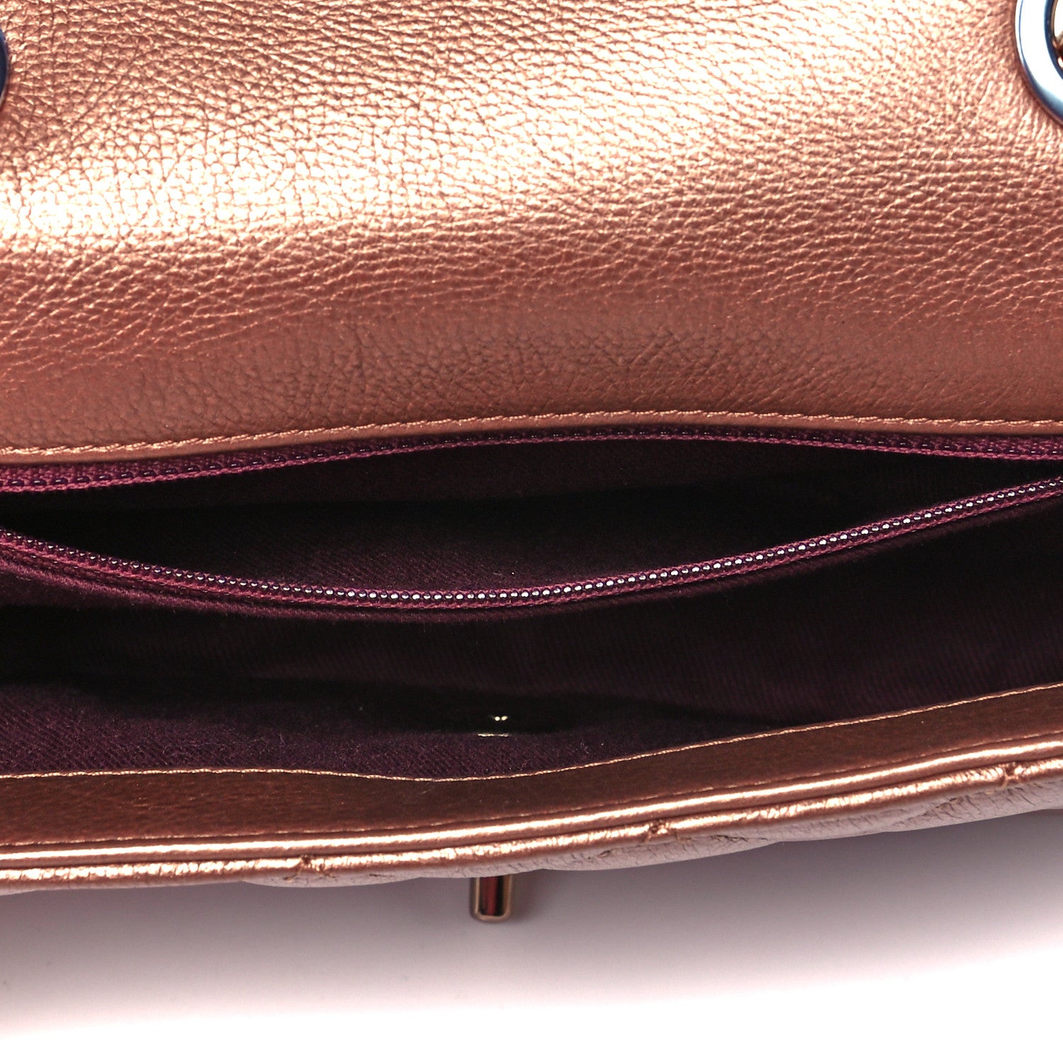 Chanel Iridescent Goatskin Quilted Small CC Eyelet Flap Copper 5 of 9