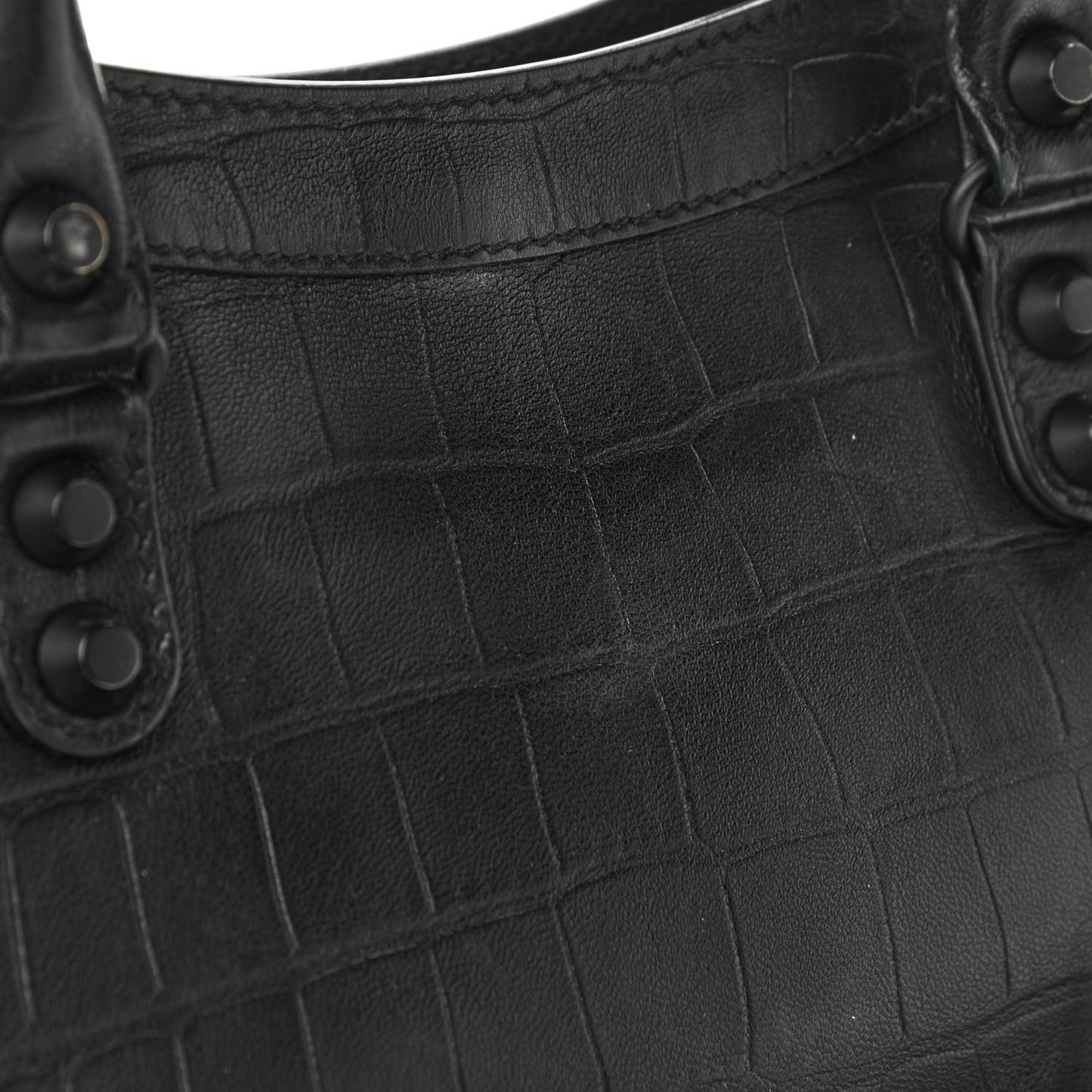 Matte Supple Lambskin Crocodile Embossed Classic Black Hardware S City Black