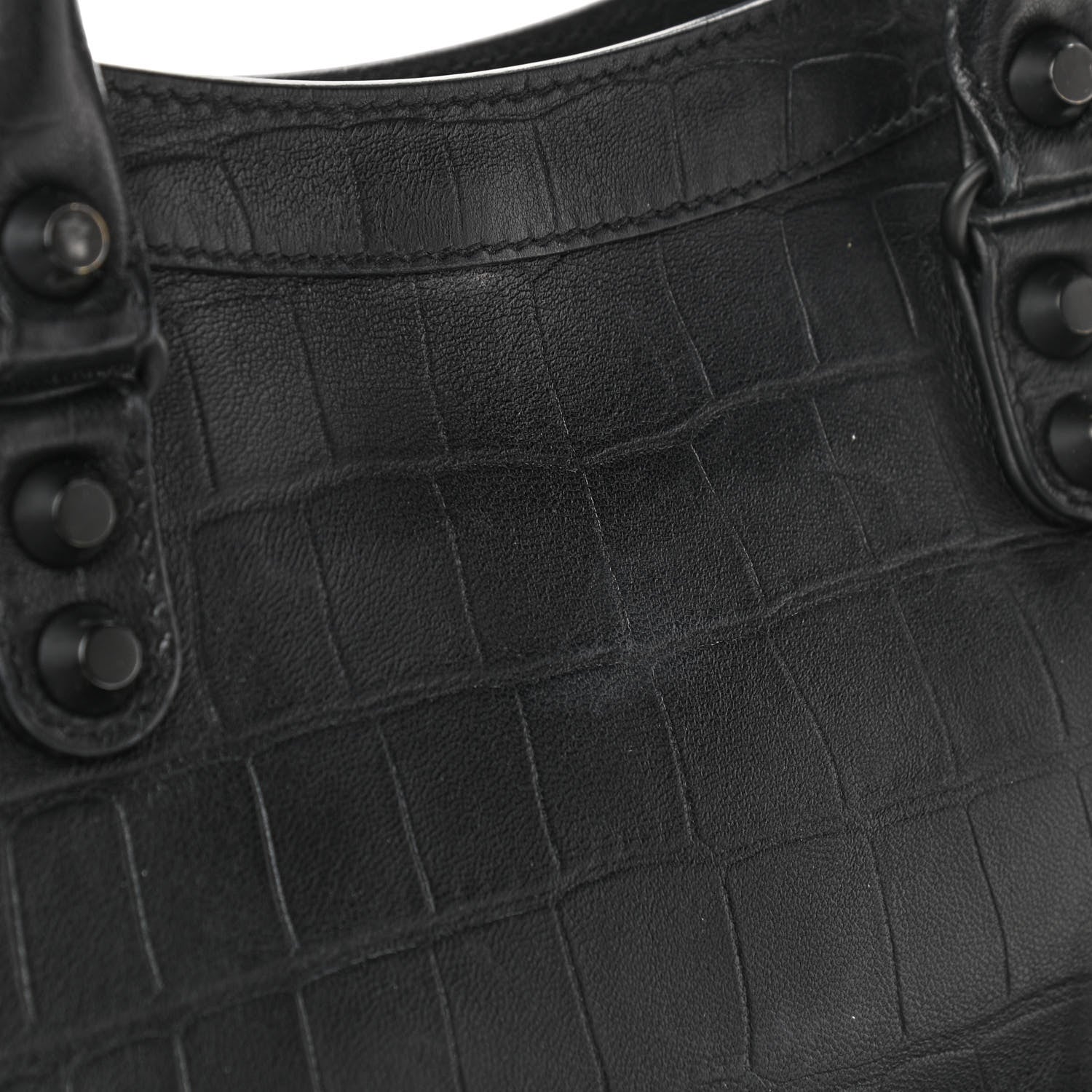 Balenciaga Matte Supple Lambskin Crocodile Embossed Classic Black Hardware S City Black 9 of 9