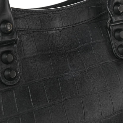 Balenciaga Matte Supple Lambskin Crocodile Embossed Classic Black Hardware S City Black 9 of 9