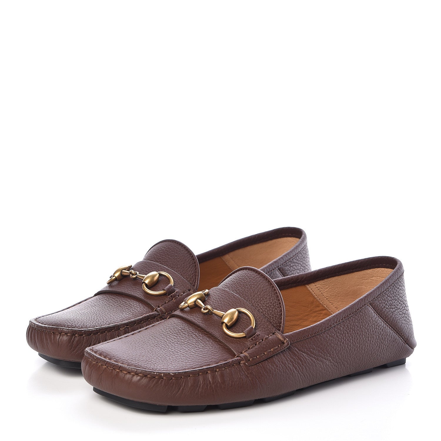 Gucci Hebron Calfskin Mens Horsebit Loafers 5 Light Brown 3 of 10