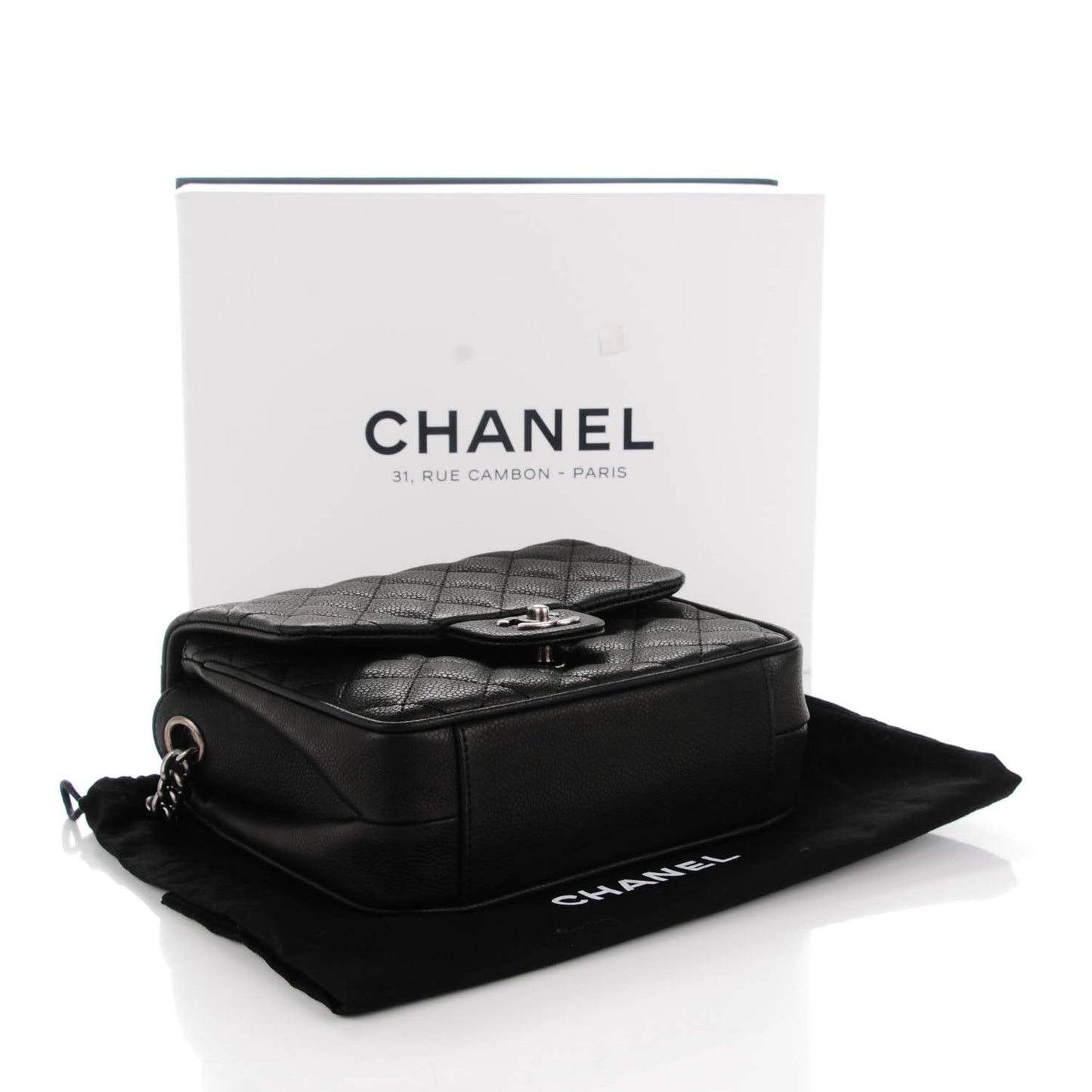 Caviar Quilted Small Rock In Rome Flap Black