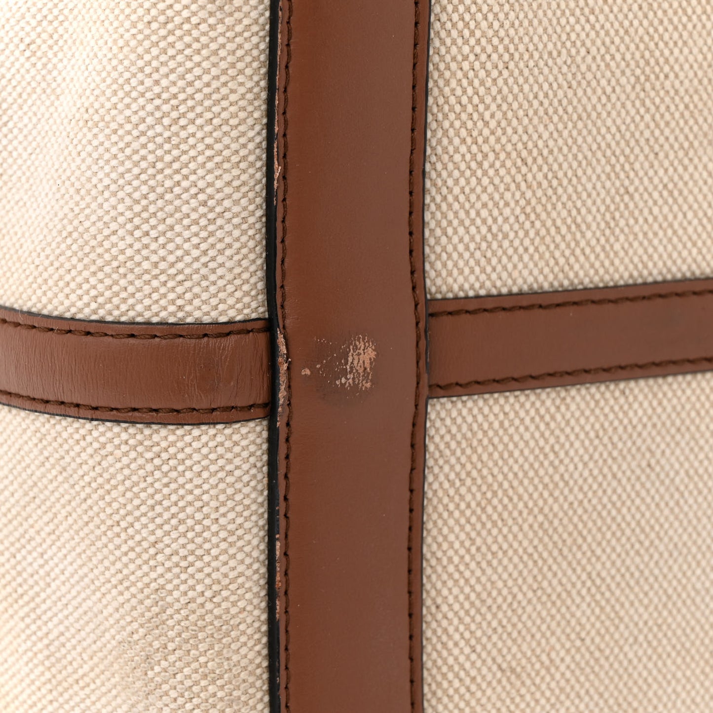 Cotton Canvas Calfskin Large Soft Belted Tote Bag Natural