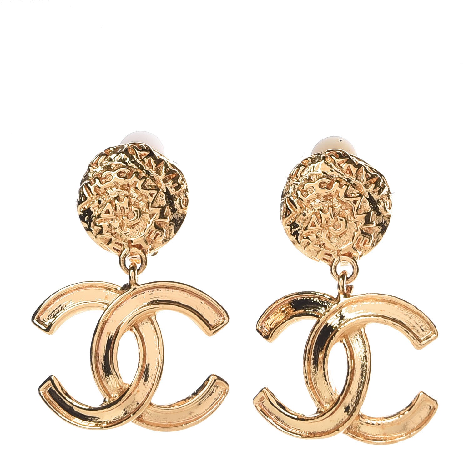 Chanel CC Drop Clip On Earrings Gold 1 of 3