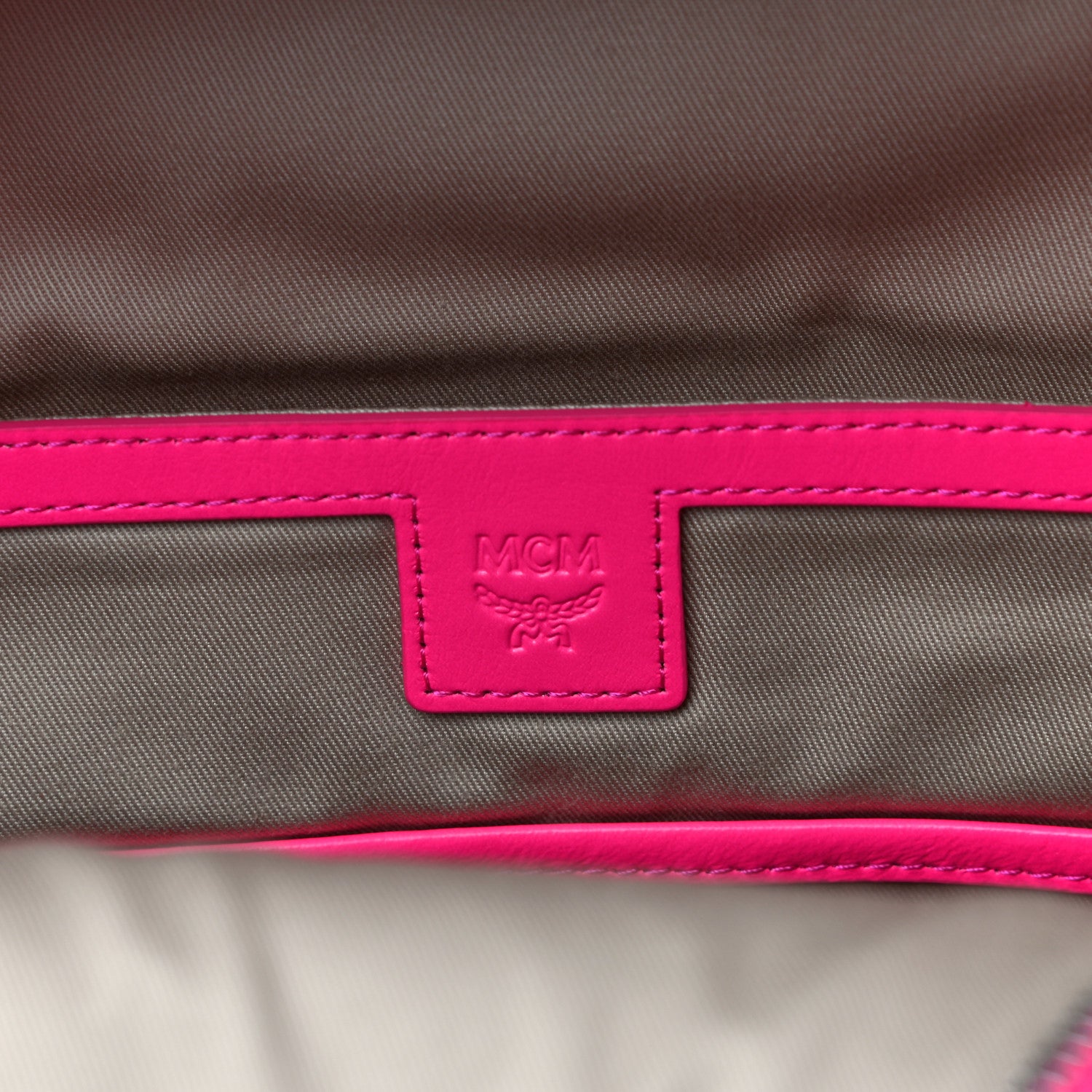 MCM Visetos Small Side Stud Stark Backpack Neon Pink 5 of 9